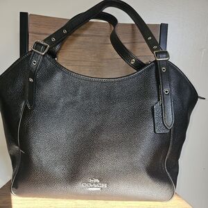 Coach Meadow Black Pebbled Leather Shoulder Bag